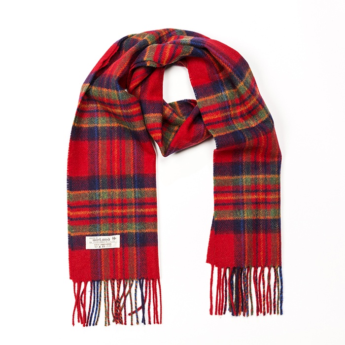 john hanly irish wool scarf short red check