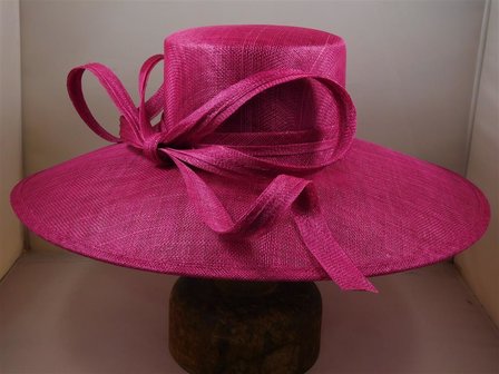 Maddox Occasion Hat Wide Brim Slim Bow MAGENTA