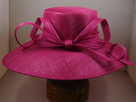 Maddox Occasion Hat Wide Brim Slim Bow MAGENTA