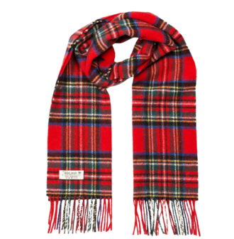 john hanly irish wool scarf short red royal stewart tartan