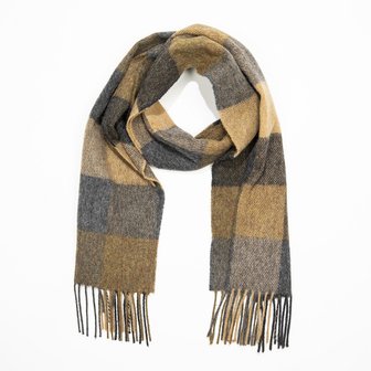 john hanly irish wool scarf short grey beige black check