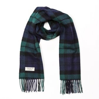 john hanly irish wool scarf short black watch tartan