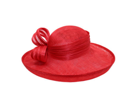 maddox occasion hat bow and pen sinamay tulip red