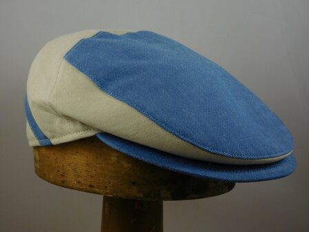 Portaluri flat cap summer cotton stripes naturel blauw