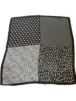 onkar neckerchief satijn polkadots and paisley black white