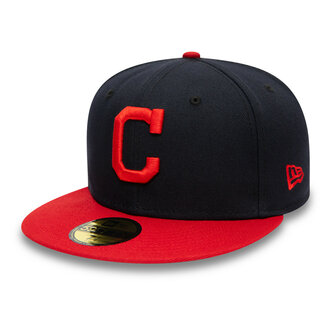 new era fitted baseball cap 59fifty cleveland guardians navy rood