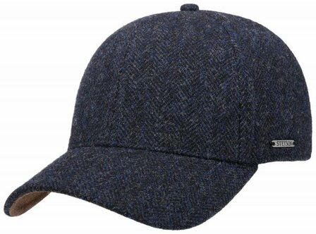 stetson baseballcap wool herringbone navy