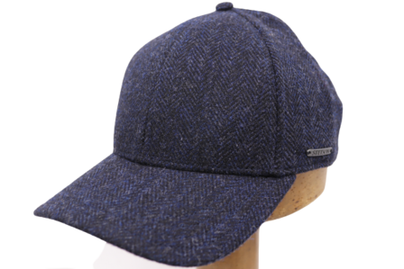 stetson baseballcap wool herringbone navy