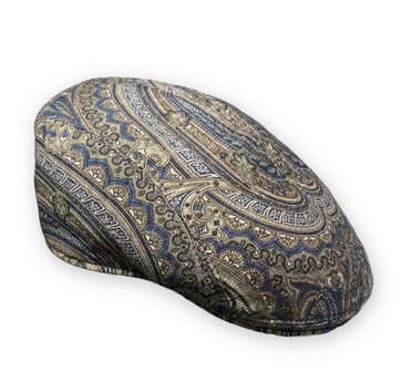 wigens ivy modern flat cap cotton wool paisley beige blue