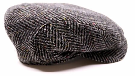 wigens ivy contemporary flat cap virgin herringbone wool dark grey