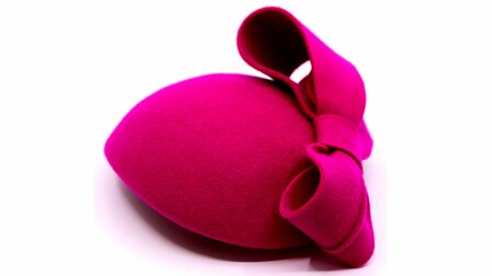 jos van dijck occassion fascinator petit dopje wolvilt dubbele strik hot pink