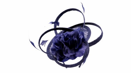 maddox fascinator disc sinamay krul en bloem navy