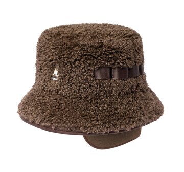 kangol bucket hat utility faux shearling brown