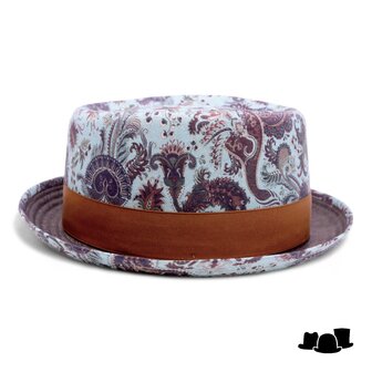 alfonso deste pork pie linnen paisley mist blauw