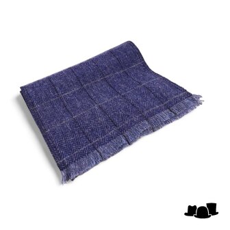 city sport sjaal scheerwol british tweed visgraat ruit blauw