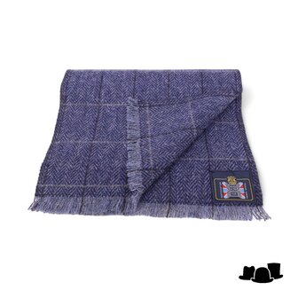 city sport sjaal scheerwol british tweed visgraat ruit blauw