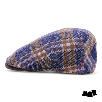 alfonso deste ivy pet ionio wolmix en leer tartan dark blue and cognac