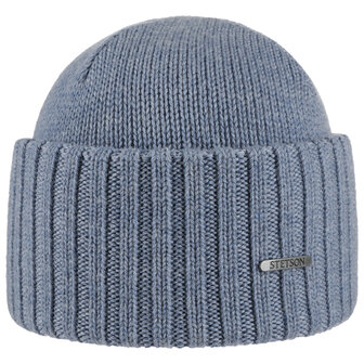 stetson beanie northport merino wool knit pale blue