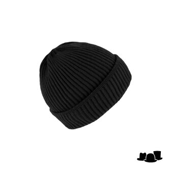 fiebig beanie met omslag merino wol antraciet