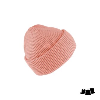 fiebig knitted beanie met omslag salmon