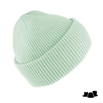 fiebig knitted beanie met omslag lime green 