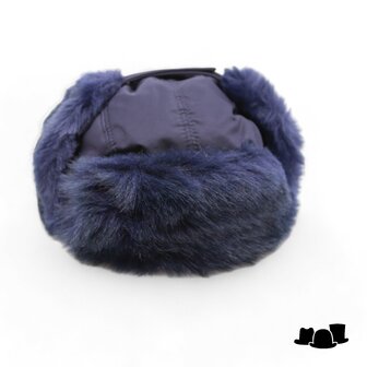 panizza gewatteerde ushanka  muts faux fur donkerblauw