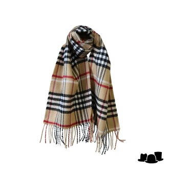 panizza sjaal tartan beige zwart rood en wit