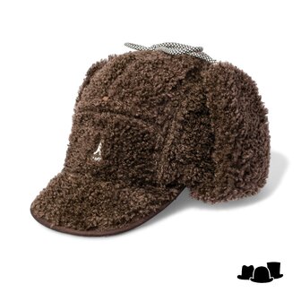 kangol flat cap utility faux shearling brown