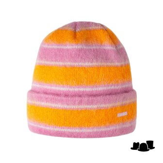 kangol beanie fuzzy acryl stripe peony pink