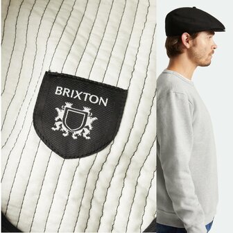 brixton brood snap cap cotton herringbone black