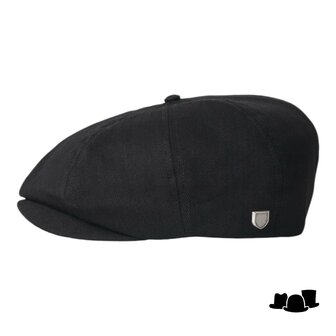 brixton brood snap cap cotton herringbone black