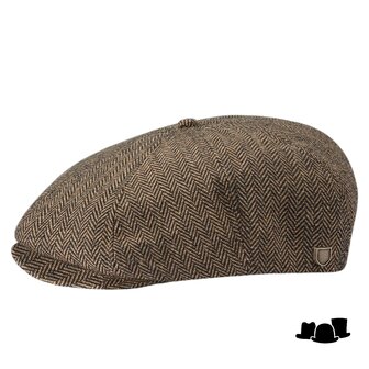 brixton brood snap cap woolmix herringbone brown khaki