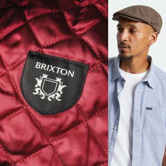 brixton hooligan flat cap woolmix herringbone brown khaki