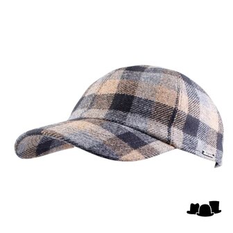 wigens baseball classic cap wool cashmere check grey beige