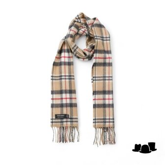 john hanly merino luxury wool scarf classic camel tartan