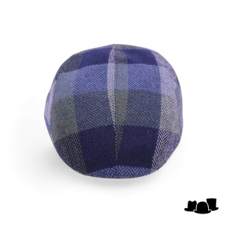 wigens ivy modern flat cap magee wool check blue petrol