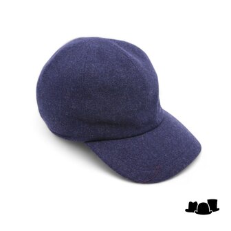 wigens baseball classic cap met oorklep wol blue melange