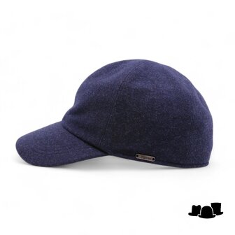 wigens baseball classic cap met oorklep wol blue melange