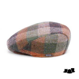 wigens ivy modern flat cap magee wool check green brown