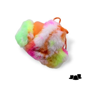 tesi unieke ushanka  muts merino en faux fur tie dye