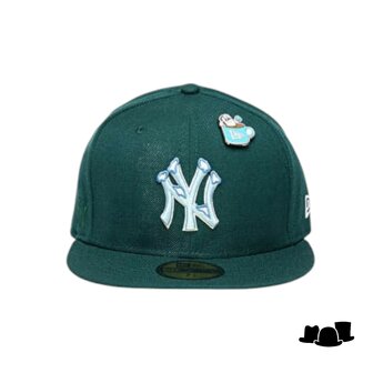 new era 59fifty fitted cap ny yankees mlb wool contrast pin dark green