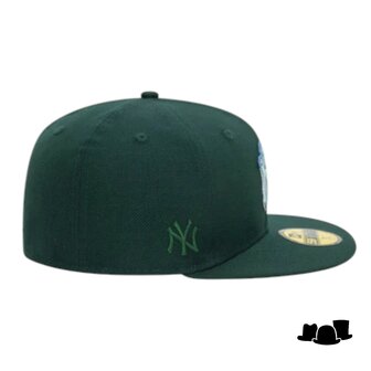 new era 59fifty fitted cap ny yankees mlb wool contrast pin dark green