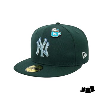 new era 59fifty fitted cap ny yankees mlb wool contrast pin dark green