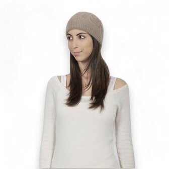 riviera gebreide muts met omslag cashmere grey