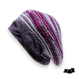 anna rizzo knitted baret wolmix aqua en fuchsia