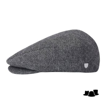 brixton hooligan flat cap woolmix herringbone grey black