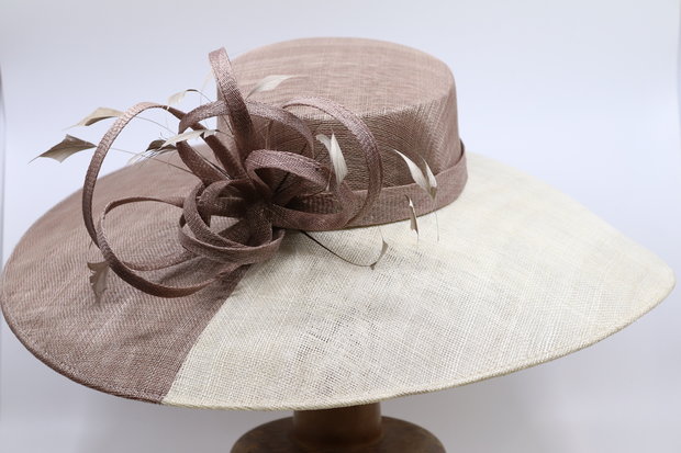 maddoxoccasion hat sinamay duo color taupe ivory