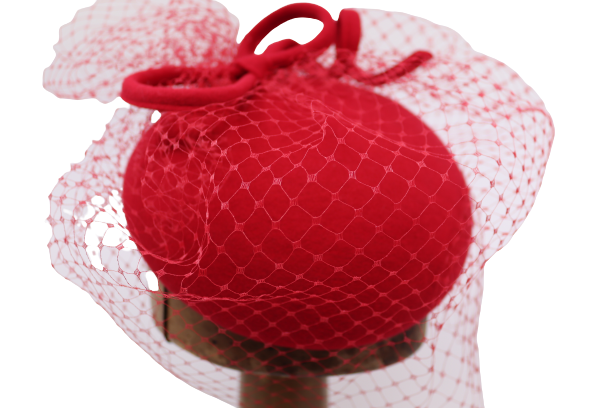 Jos van Dijck Fascinator Wolvilt Strik Voile Rood