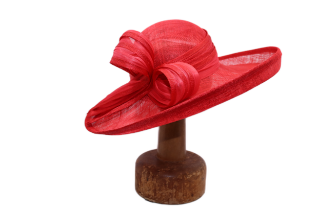 maddox occasion hat bow and pen sinamay tulip red