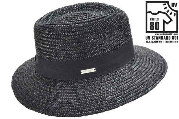 Seeberger Fedora Bandstro BLACK